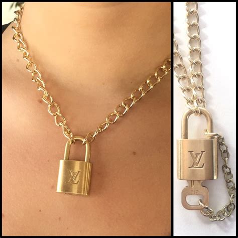 gold louis vuitton lock necklace|Louis Vuitton necklace with diamond.